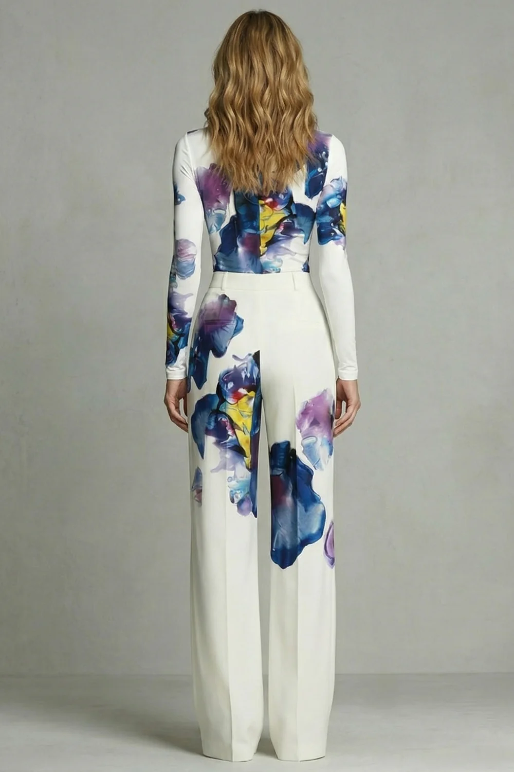 Celestique – Artistic colourblock elegance – Top and trouser set