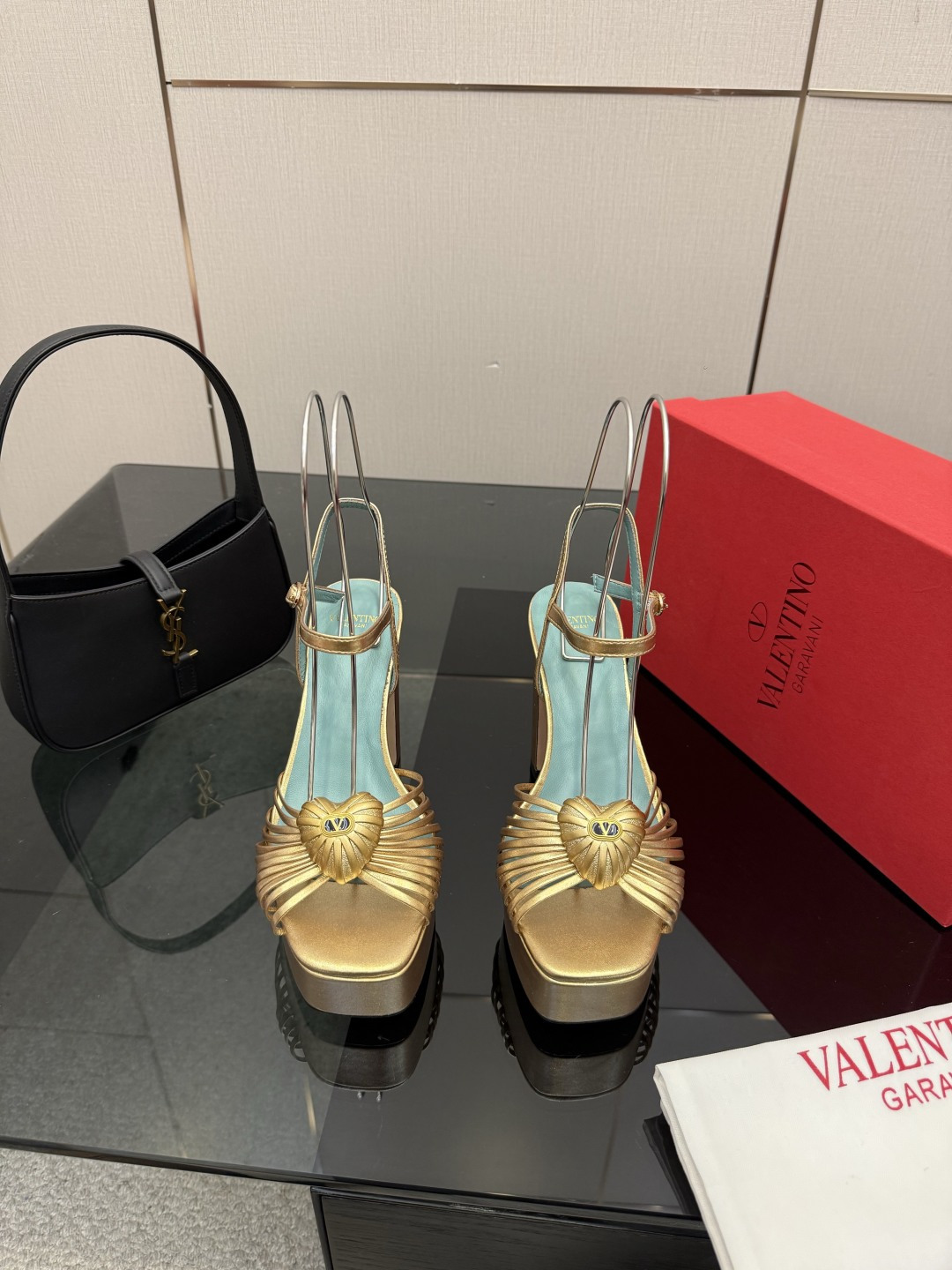 [TOP] VALENTINO High Heel Sandals - Gold - 711 Luxury