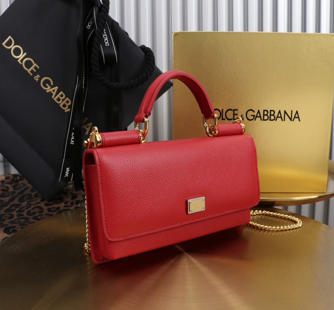 [TOP] Dolce & Gabbana D&G Bag Palm Print Cowhide Bag 20x11x3cm - Red - 711 Luxury
