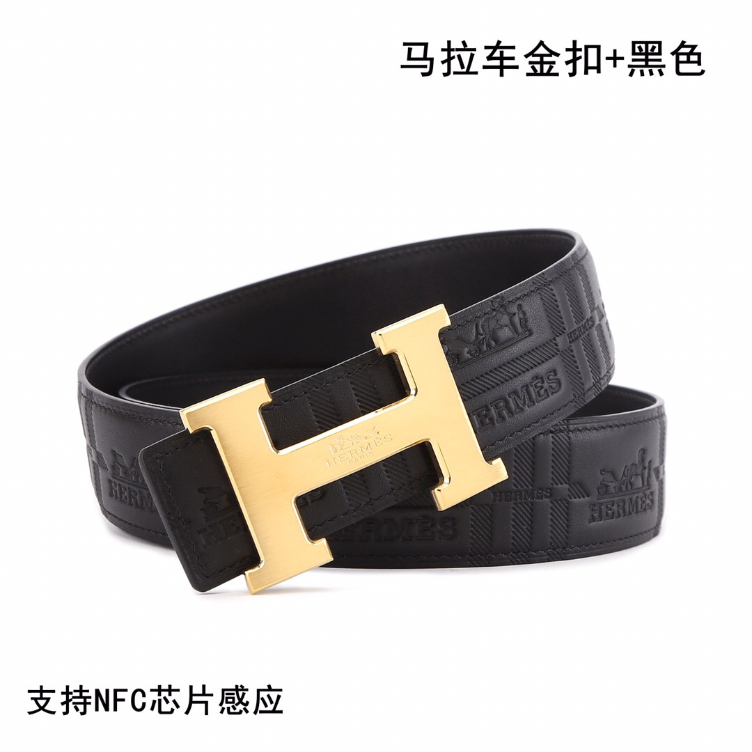 [TOP] HERMES Calfskin Belt 38mm - Black - 711 Luxury