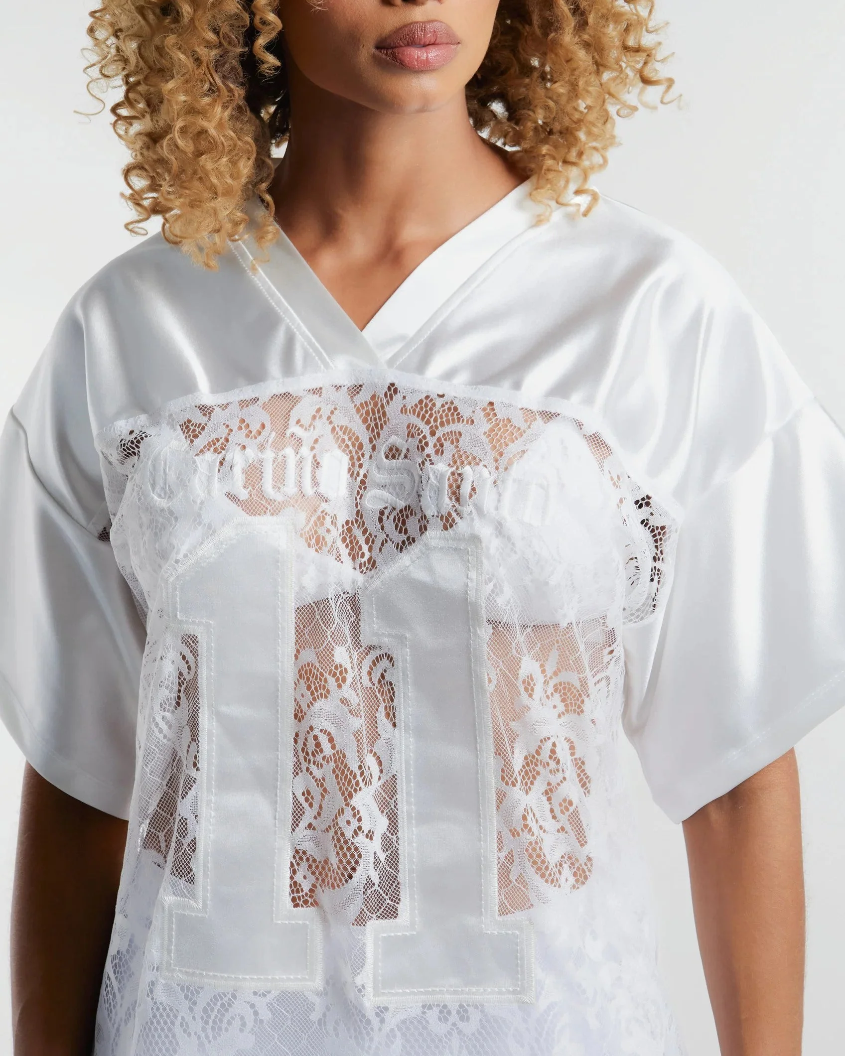 Women V-neck Splicing Printed Hollow Casual Top