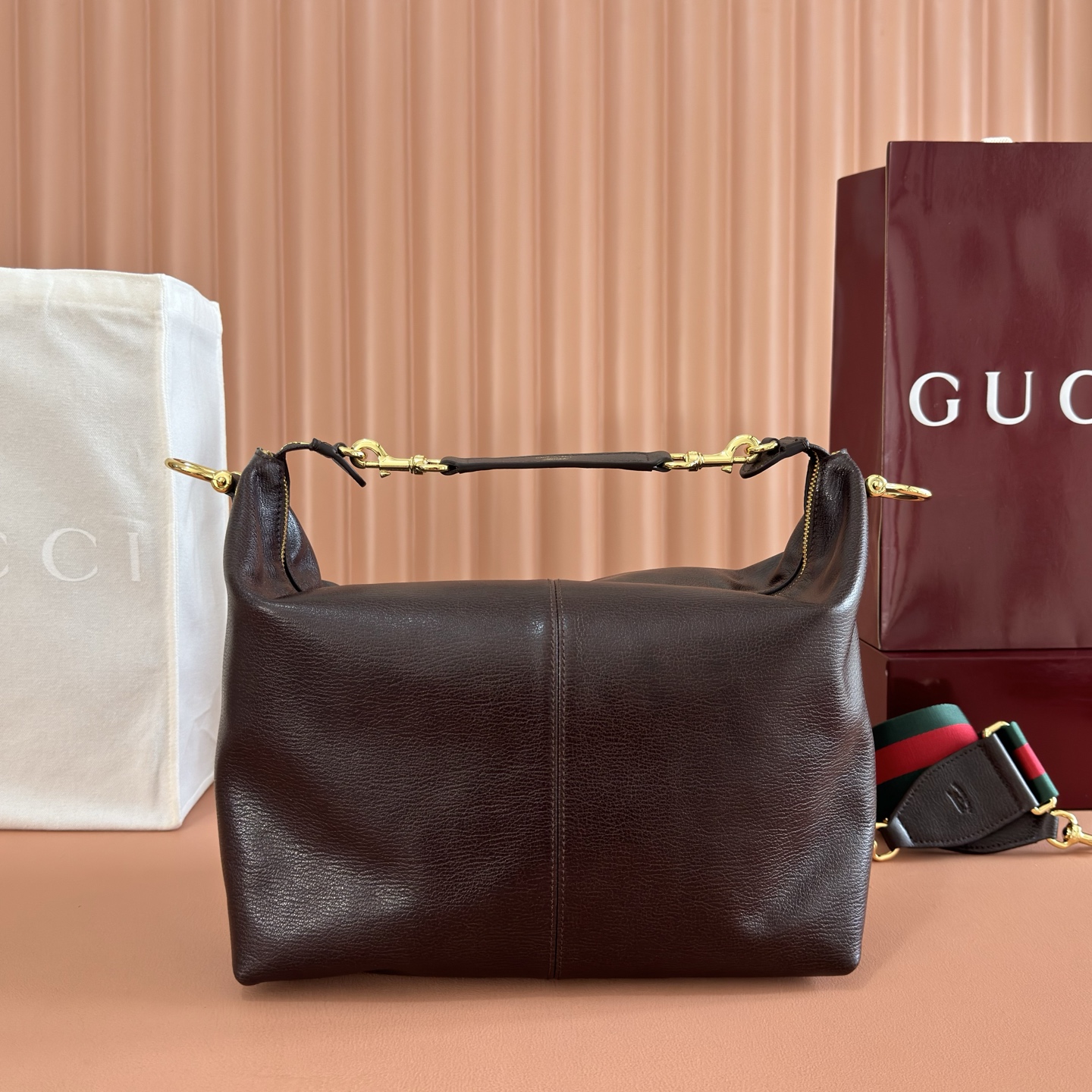 [TOP] GUCCI Brera Bag 33x27x15cm - Brown & GHW