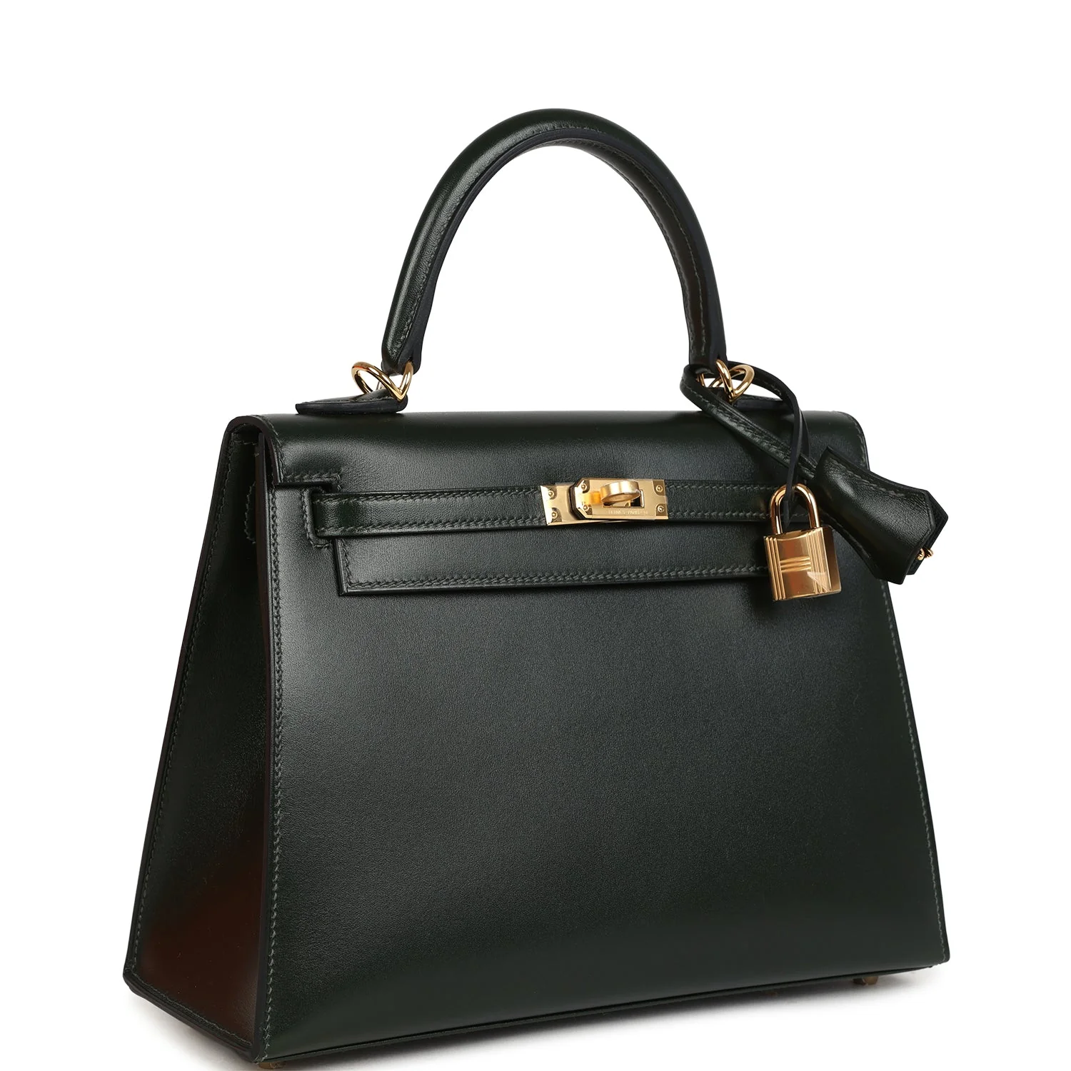Hermes Kelly Sellier  Vert Fonce Box Gold Hardware