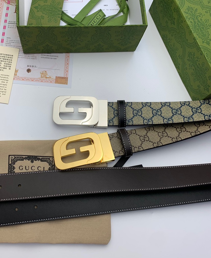 [TOP] GUCCI GG Belt Calfskin 3.8cm - Beige - 711 Luxury