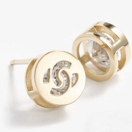 Chanel Jewelry Chanel Button Hollow Earrings Metal Rhinestones #393714 View 2 | Nigo Office