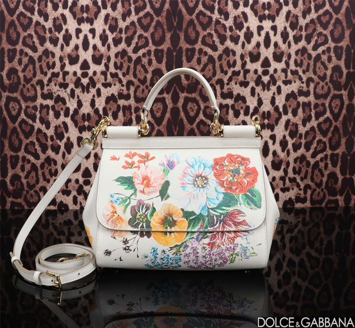 [TOP] Dolce & Gabbana D&G Printed Sicily Bag 25x12x20cm - White