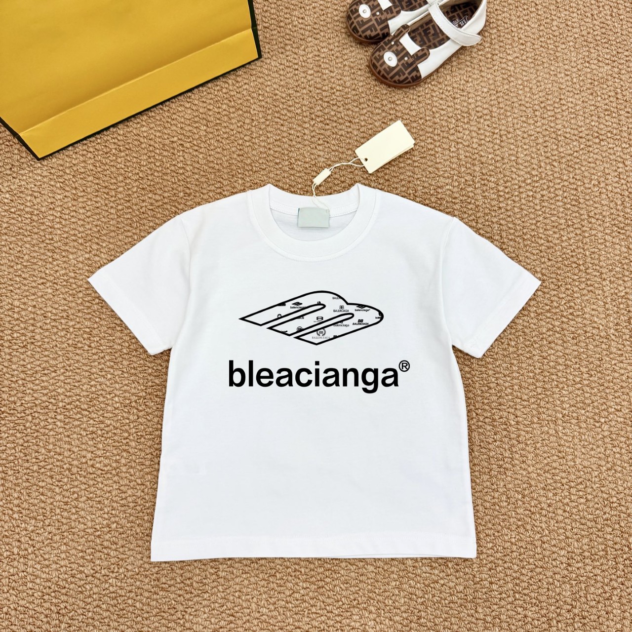 Bleacianga Unisex Kids Letter Logo Print Short Sleeve Cotton T-Shirt Boys Girls Basic Casual Tee Sizes 90-150
