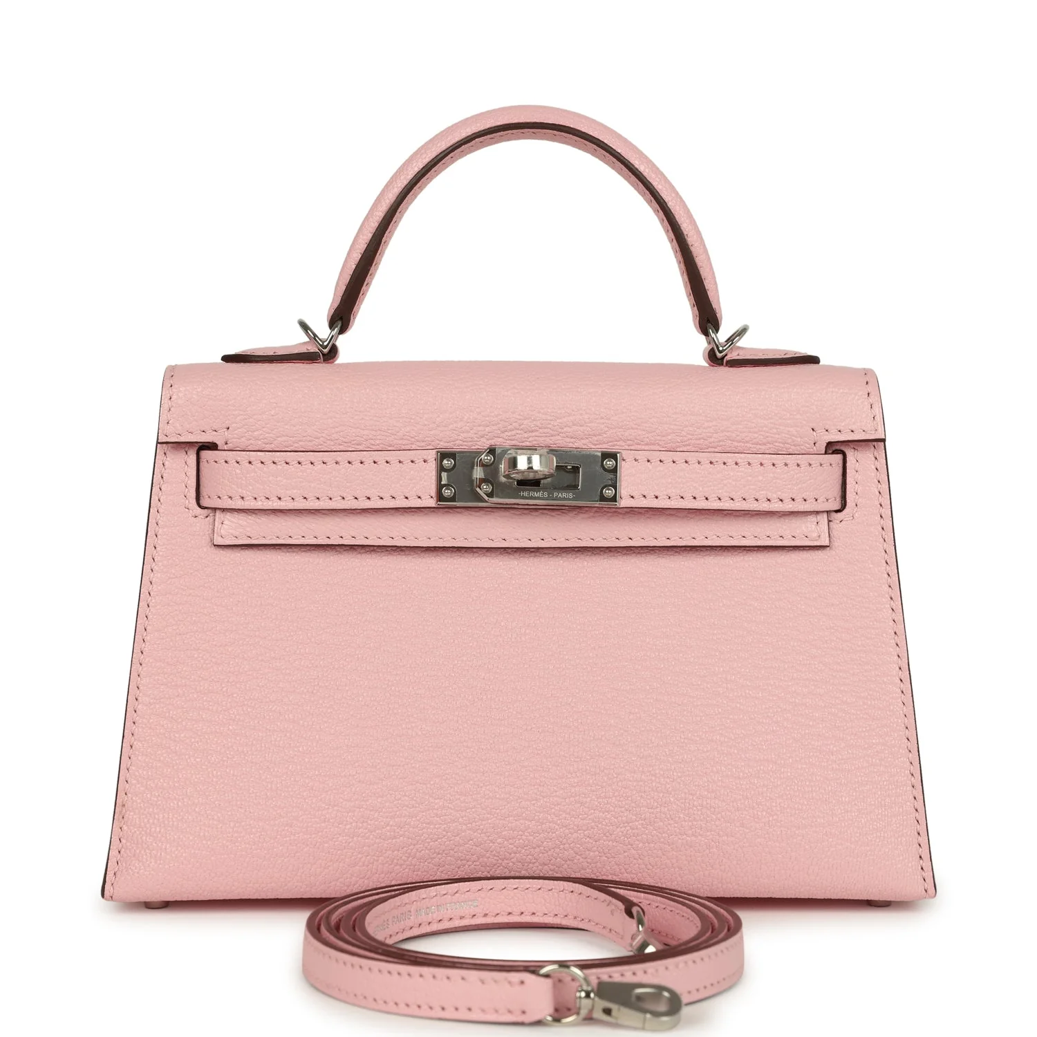Hermes Kelly Sellier  Rose Sakura Chevre Mysore Palladium Hardware