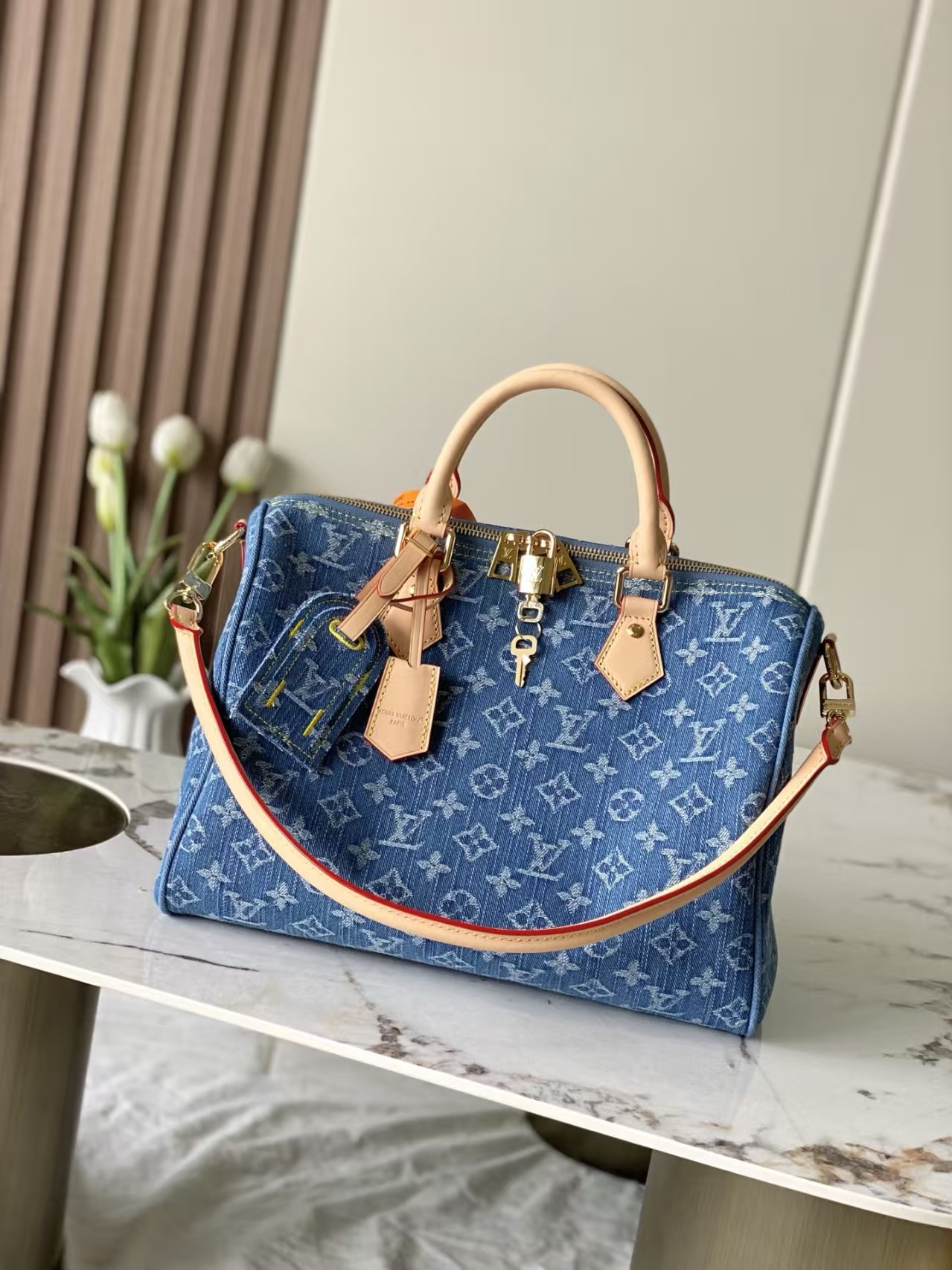 [TOP] Louis Vuitton LV Speedy Soft 30 Bag 30x21x17 cm - Blue