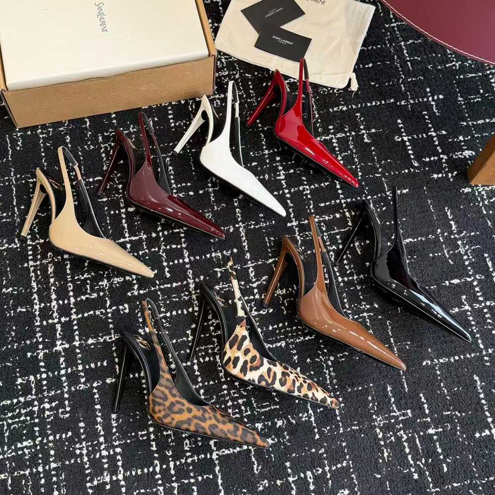 Saint Laurent Shoes Saint Laurent Pointed Toe Stiletto Heel Back Sandals #390744 | Nigo Office