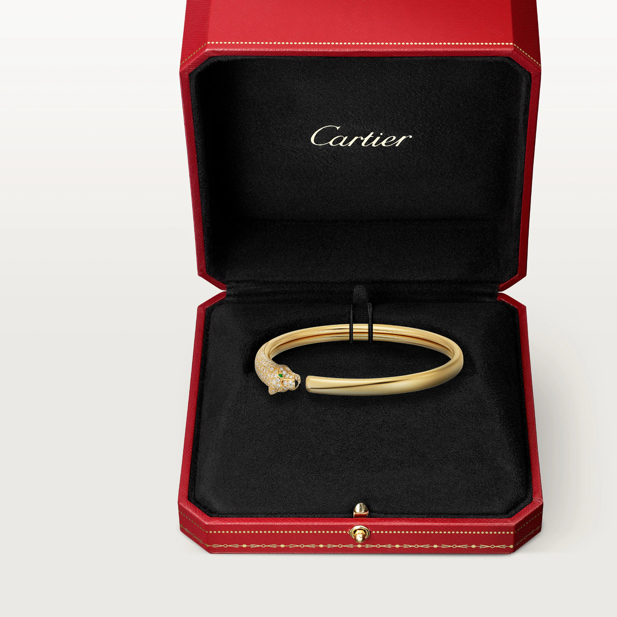 Carty Panther Pure Bracelet, Yellow Gold, Small Model Half-Paved