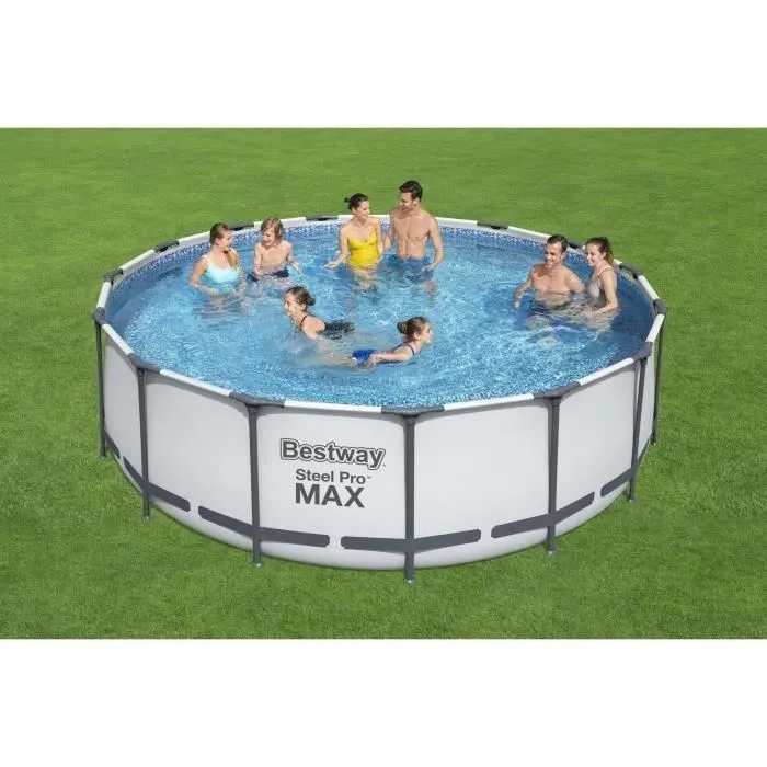Kit Piscine hors sol tubulaire BESTWAY - Steel Pro Max™ - 549 x 122 cm - Ronde (Avec filtre à cartouche. une bâche et une échelle)
