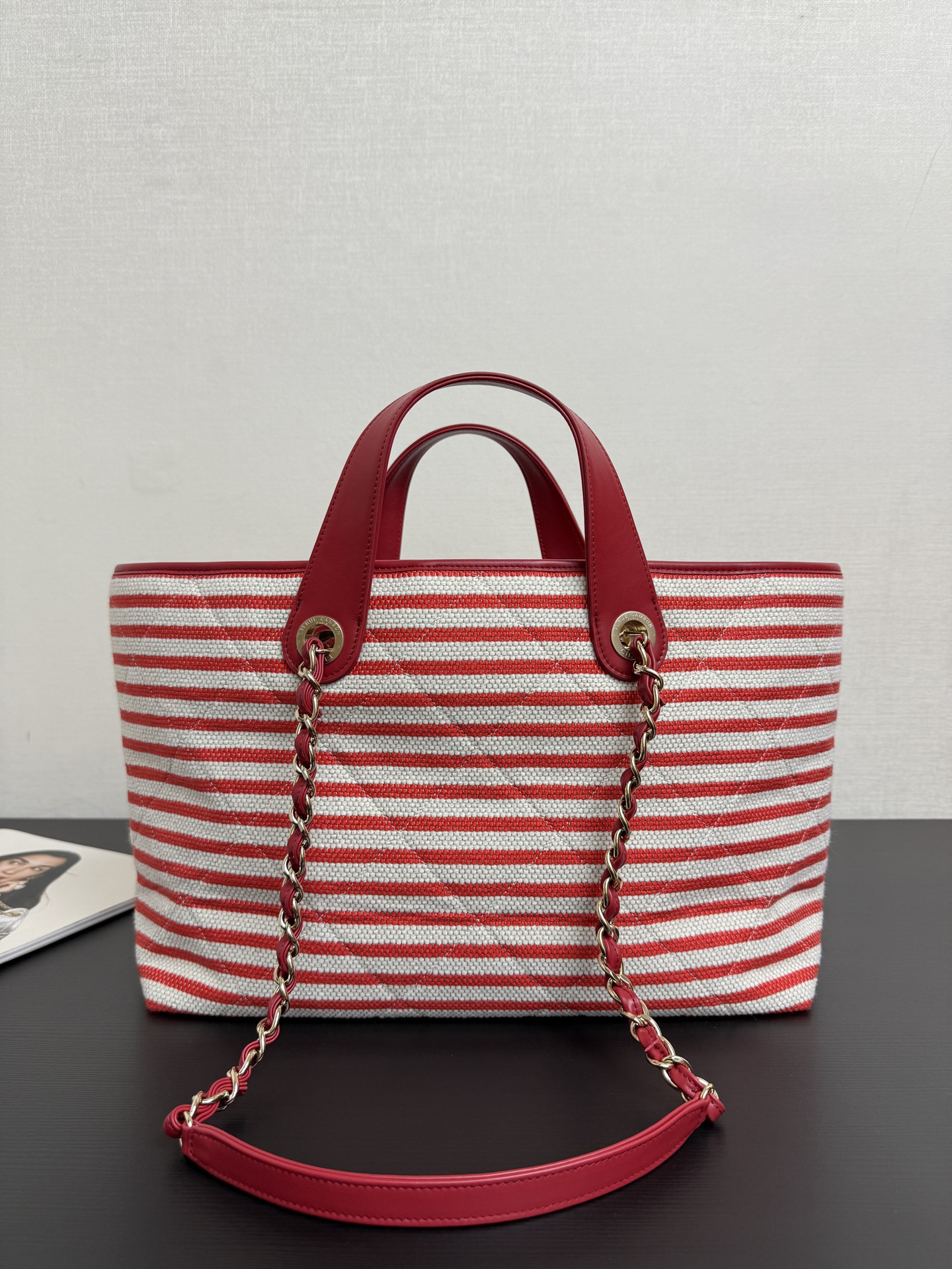 [TOP] CHANEL Beach Shopping Bag 46x25x13cm - Red