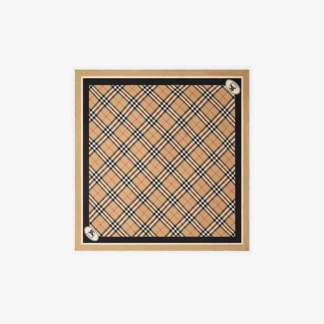 [TOP] BURBERRY Silk  Scarf - Brown