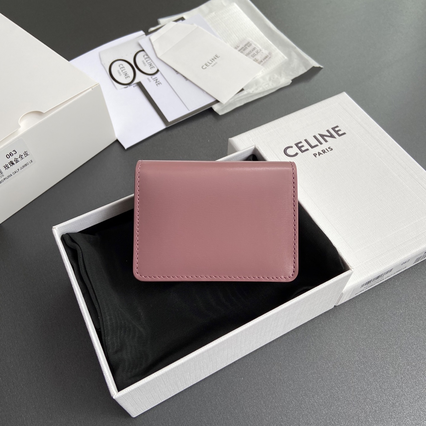 [TOP] CELINE Triomphe Shiny Cowhide Leather Short Wallet 10.5x9x3cm - Pink - 711 Luxury