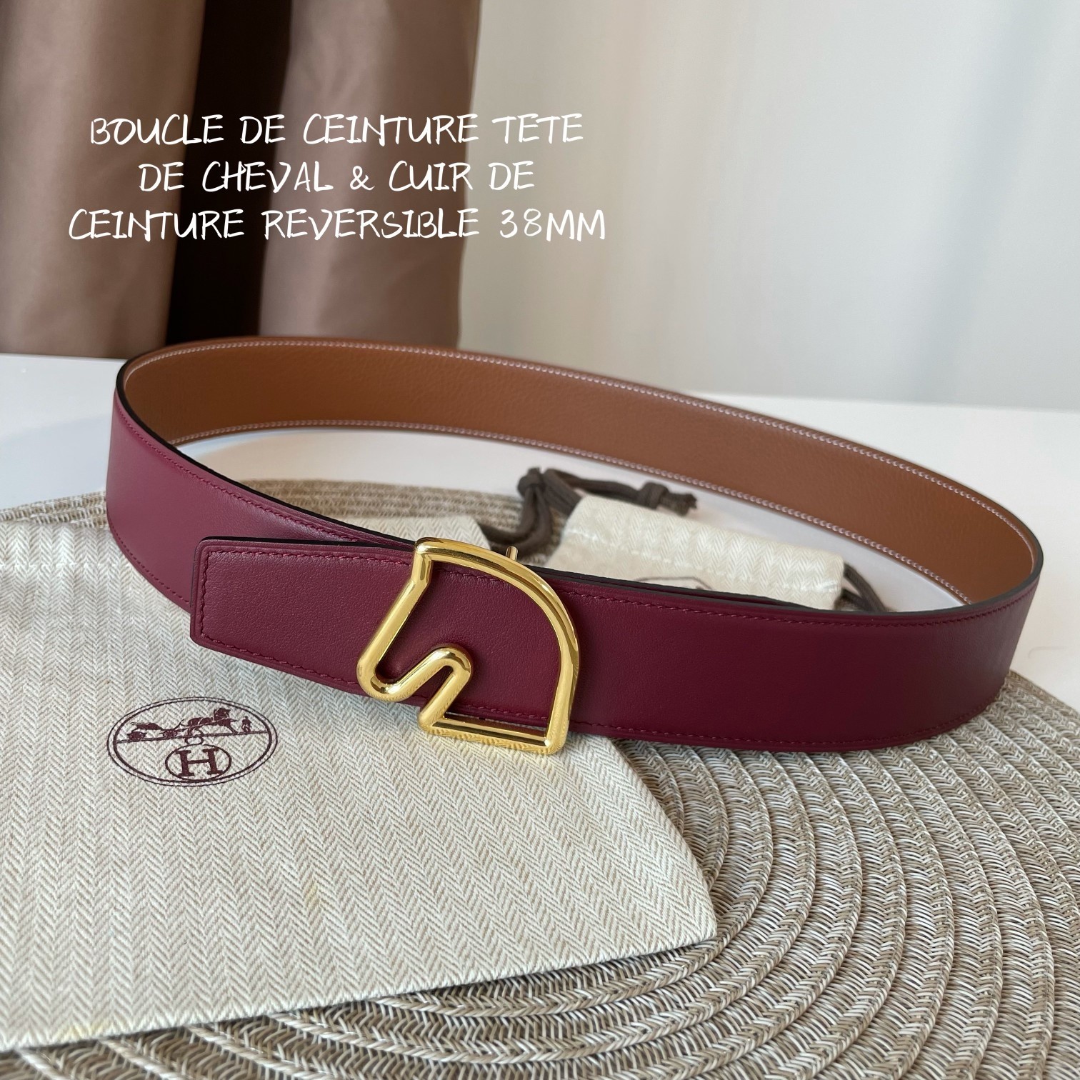 [TOP] HERMES Men's Calfskin Belt 38mm - Brown and Red - 711 Luxury