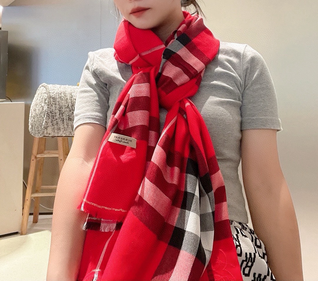 [TOP] BURBERRY Cashmere Scarf 70*200 cm - Red