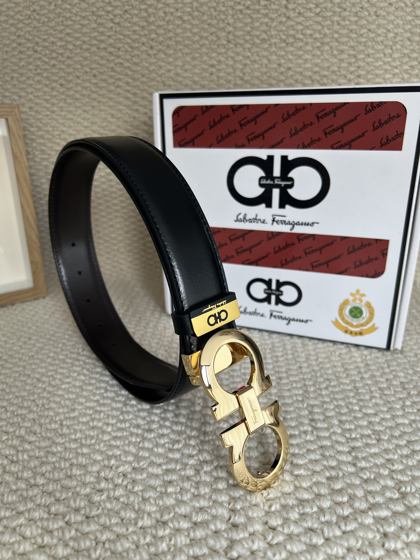 [TOP] Ferragamo Men's Belt 3.5cm - Black - 711 Luxury