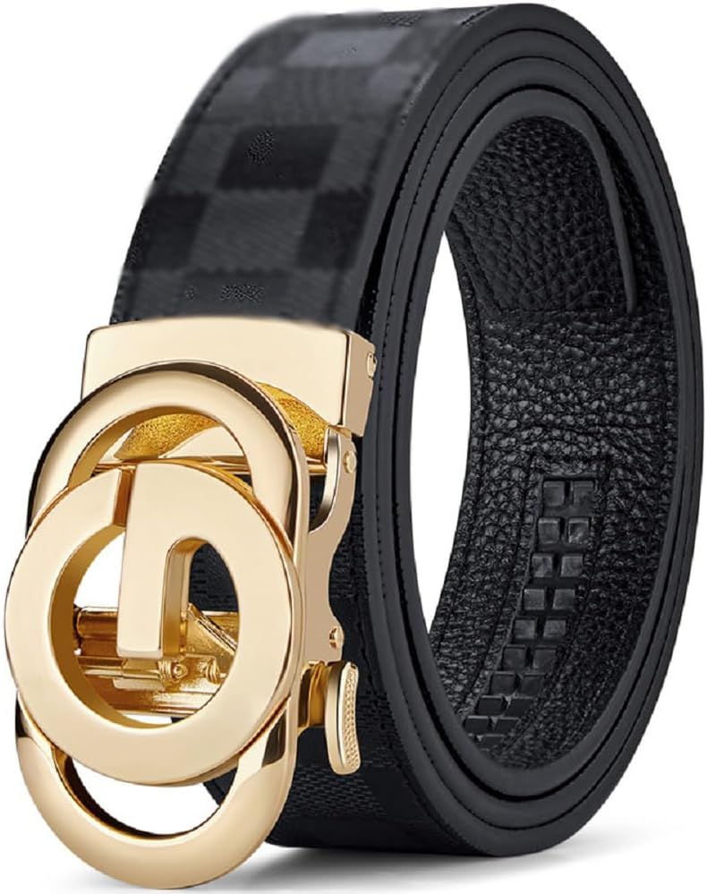 VANNANBA Mens Ratchet Belts Genuine Leather Designer Belt with Automatic Buckle Alloy Gift for Men