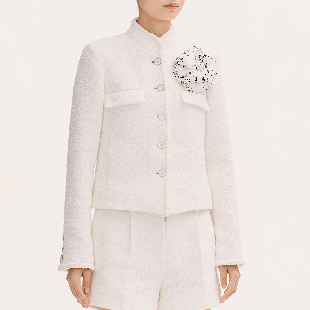Chanel Jacket Tweed White #381111