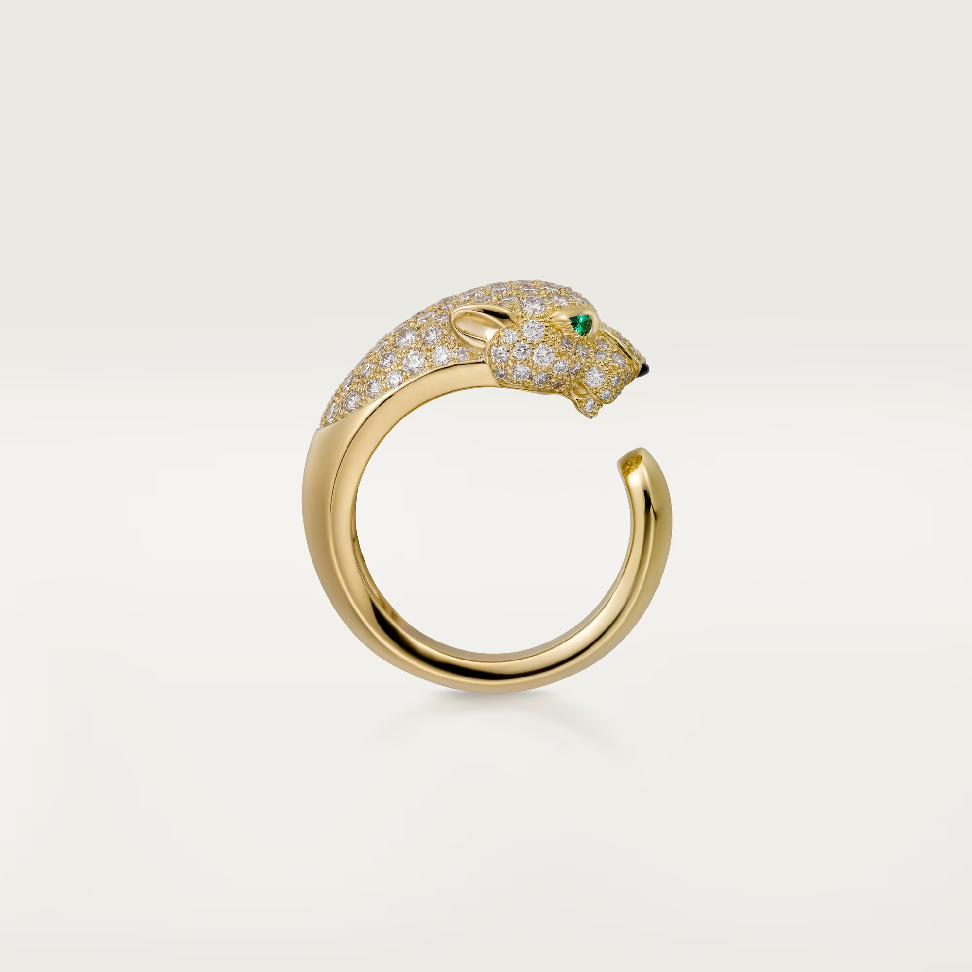 Carty Panther Pure Ring, Yellow Gold, Medium Model ,Half-Paved