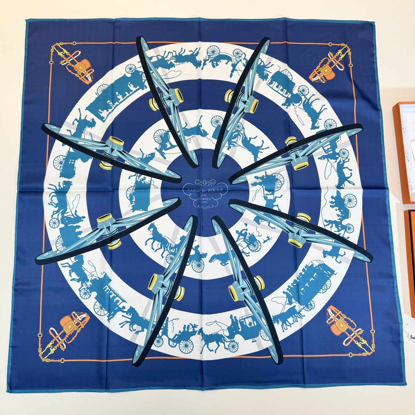 [TOP] HERMES Scarf 90x90cm -Blue - 711 Luxury