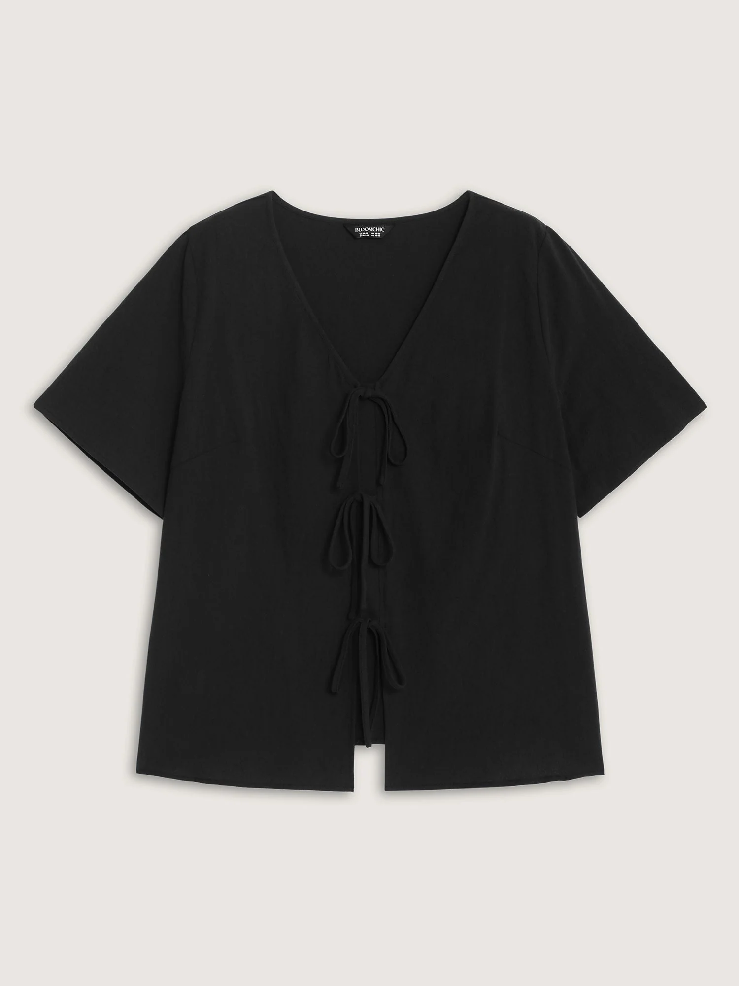 Cotton Triple Bow-Tie Front Plain Shirt