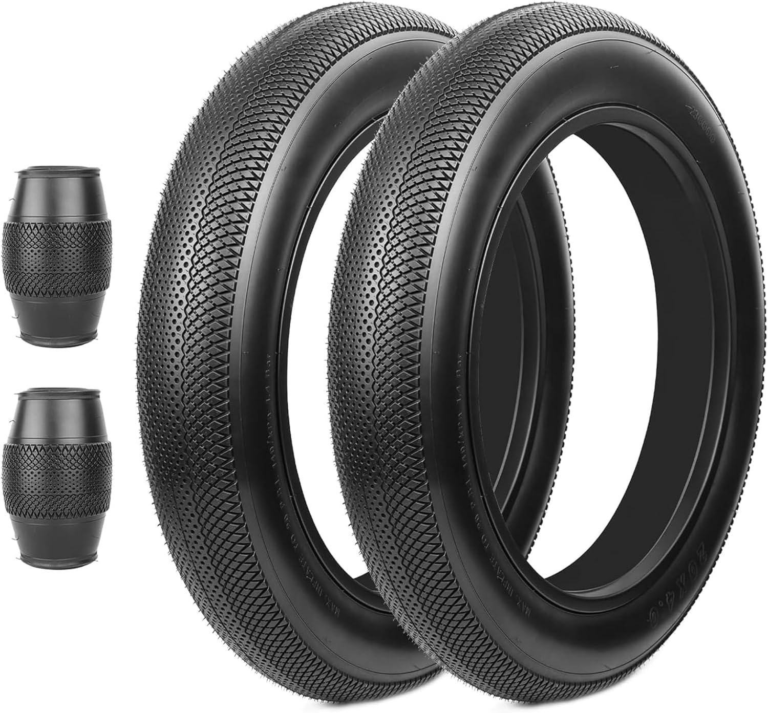 pair of fat bike tires with tubeless conversion kit and installation tools
