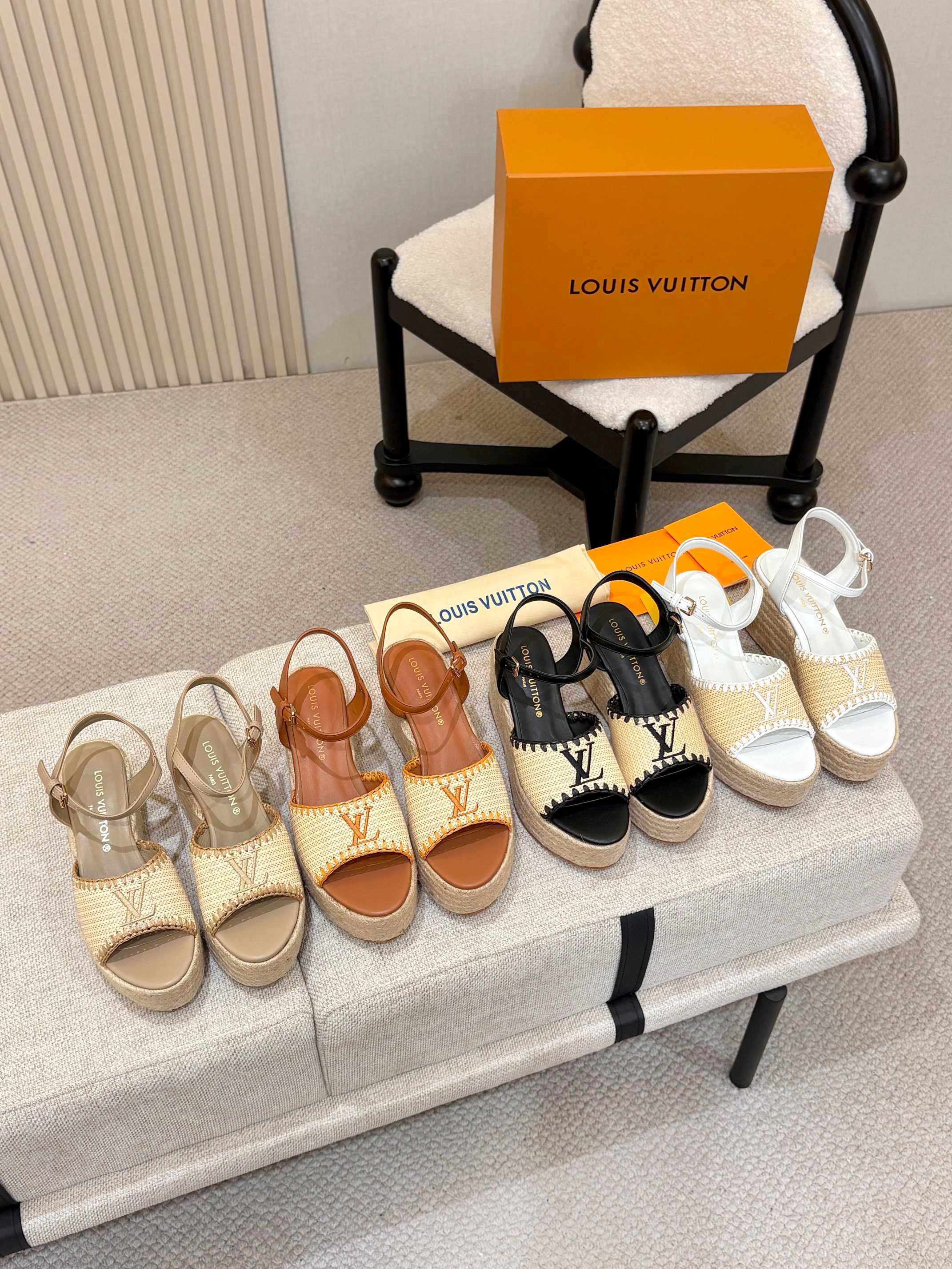 [TOP] Louis Vuitton LV Woven Straw High-heeled Sandals - 4 Colors - 711 Luxury