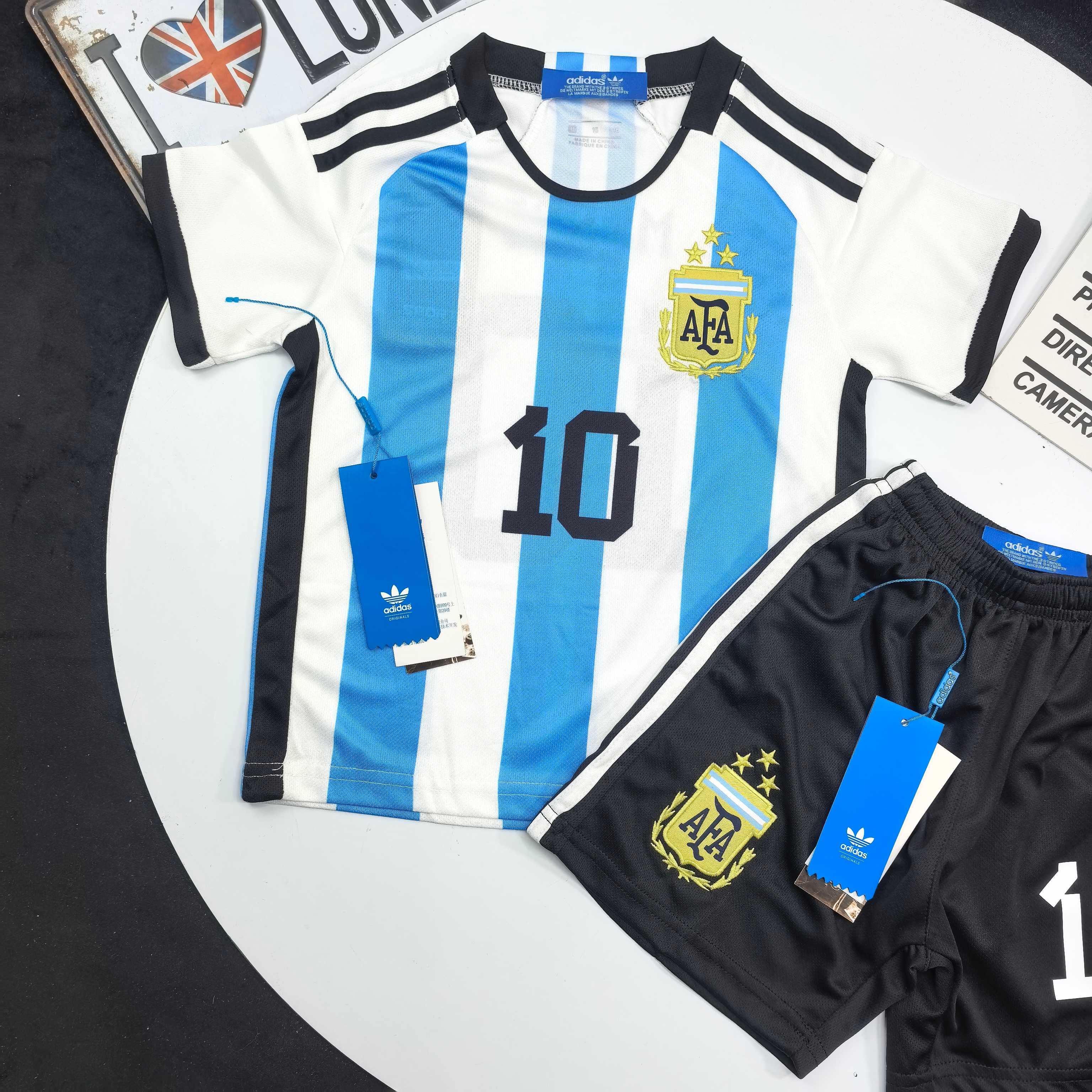 Adidas Kids Argentina National Team Home Football Kit For Boys Girls Messi No.10 Jersey & Shorts Full Original Tags Sizes 100-170