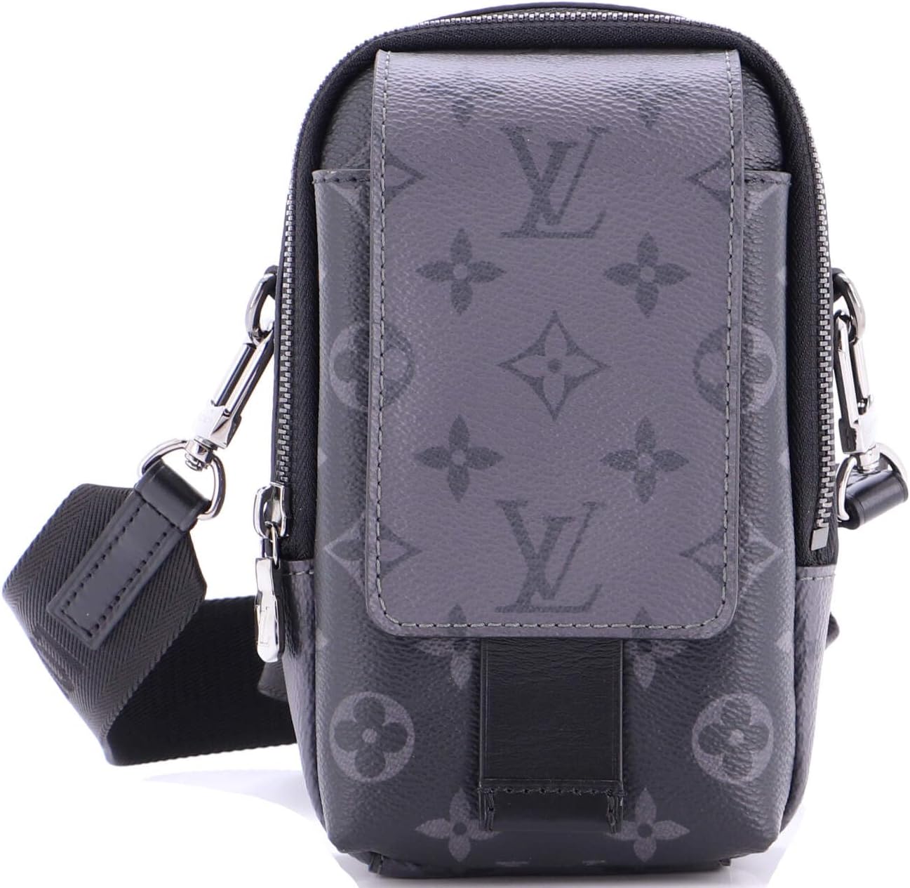 Louis Vuitton, Pre-Loved Double Phone Pouch NM Reverse Monogram Eclipse Canvas, Black