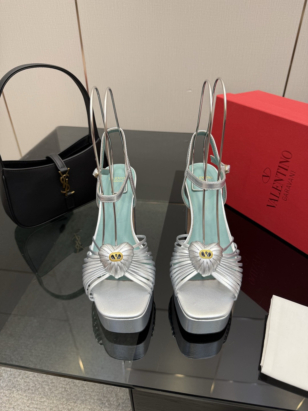 [TOP] VALENTINO High Heel Sandals - Silver - 711 Luxury