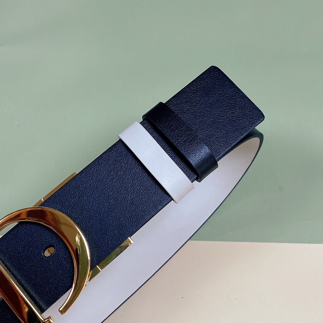 [TOP] Christian Dior 30 Montaigne Belt Cowhide 35mm - Black and White - 711 Luxury