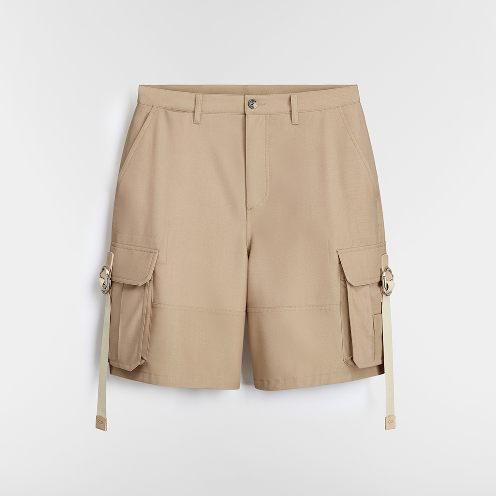 DIOR Cargo Shorts Beige Cotton Gabardine #386026