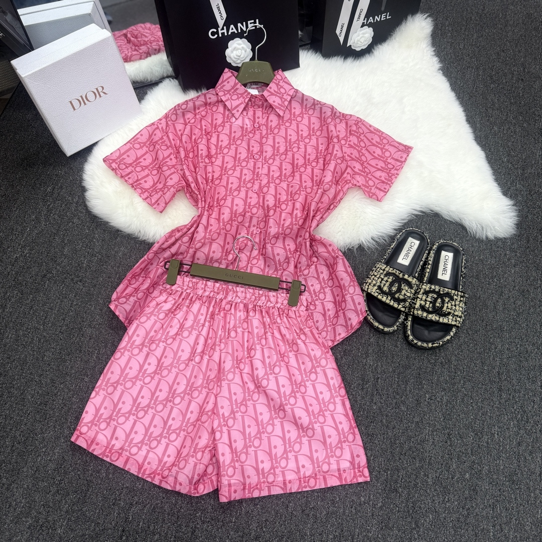 [TOP] Christian Dior  Shirt + Shorts Suit - Pink