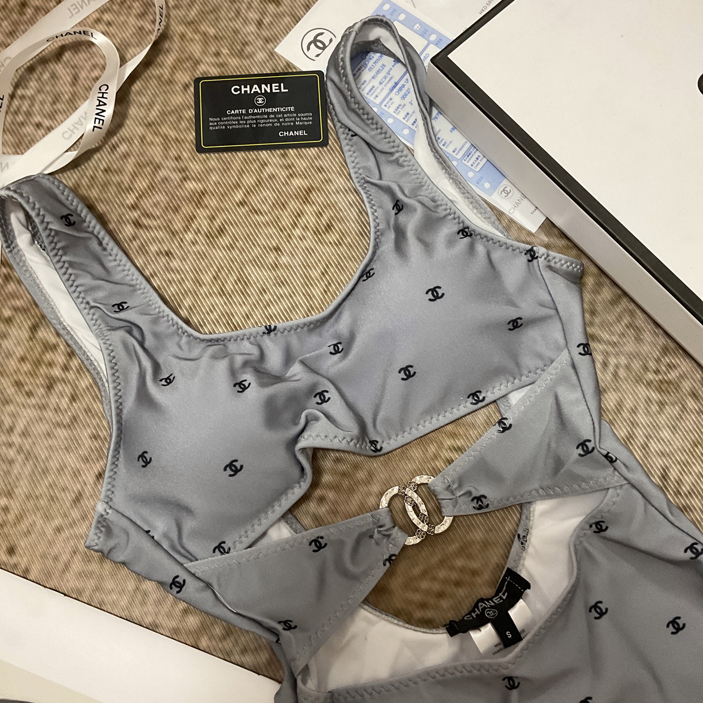 [TOP] CHANEL One-Piece Swimsuit - Gray - 711 Luxury
