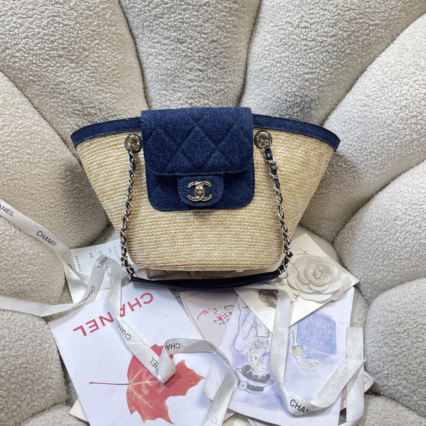 [TOP] CHANEL Straw-Woven Patchwork Shopping Basket Bag 18-41-13cm - 6 Color - 711 Luxury