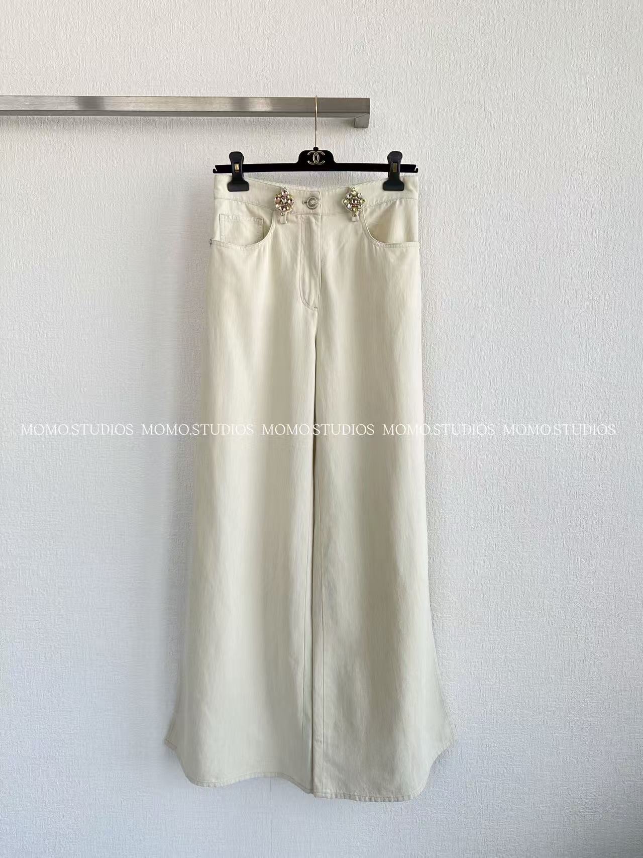 Chanel pink Clothing CHANEL Trousers Denim Light Yellow Pink Yellow #387289 View 2 | Nigo Office