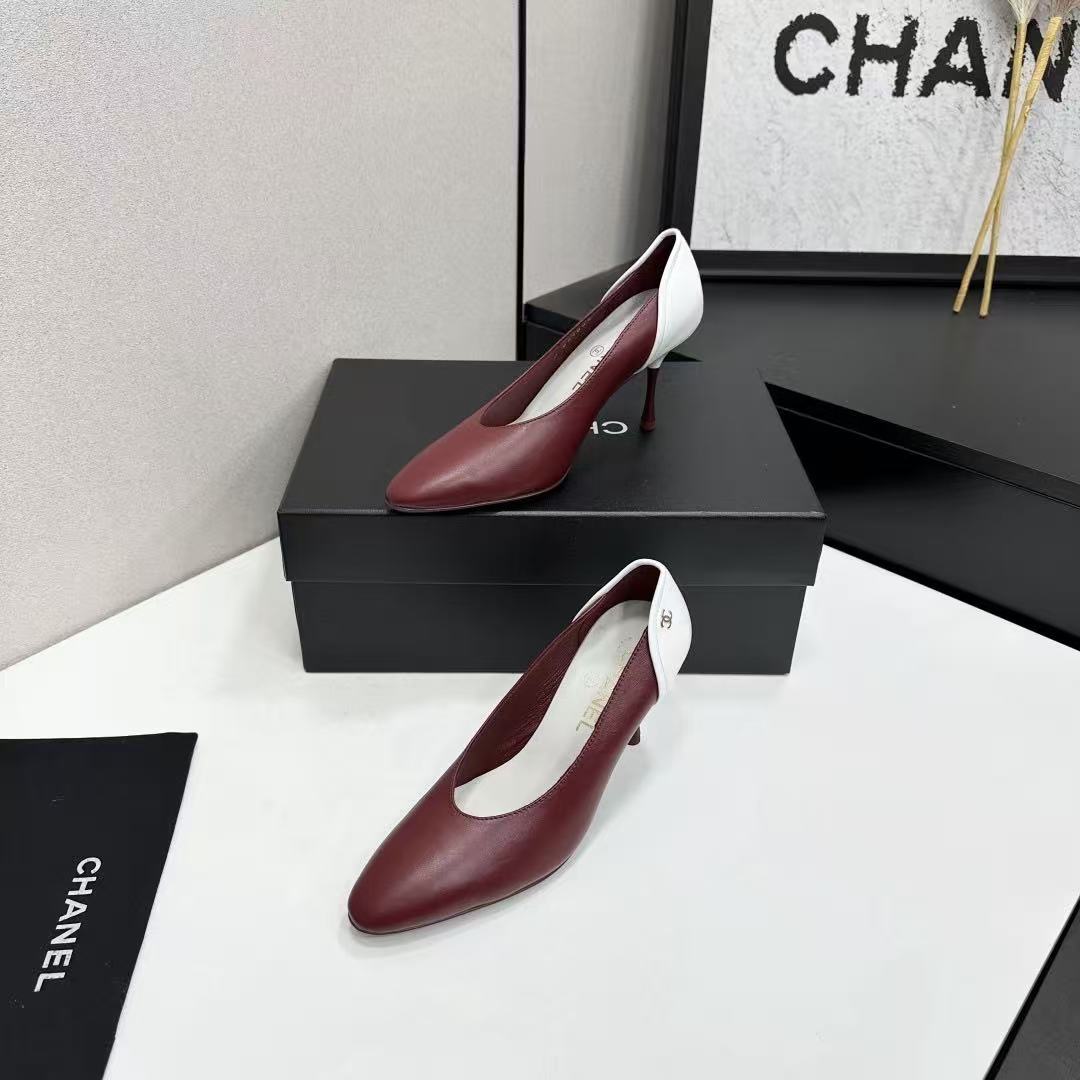 [TOP] CHANEL Height Heel Pumps - White and Red - 711 Luxury