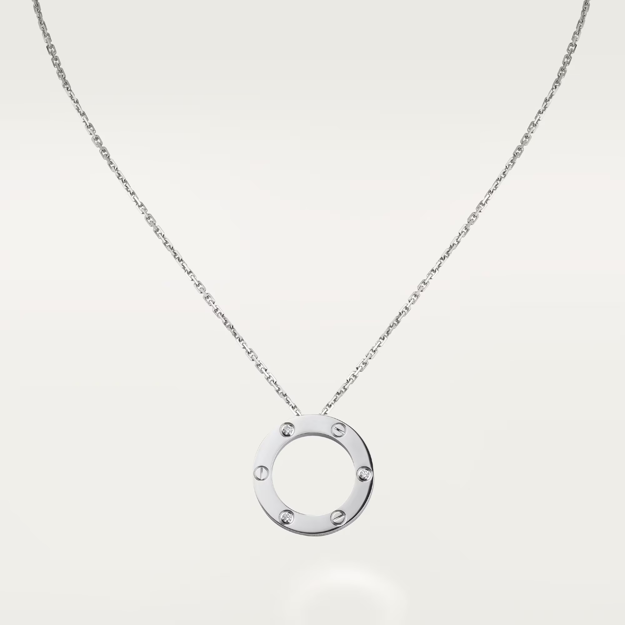 Carty Love Petite Lock Necklace ,White Gold ,3 Moissanite