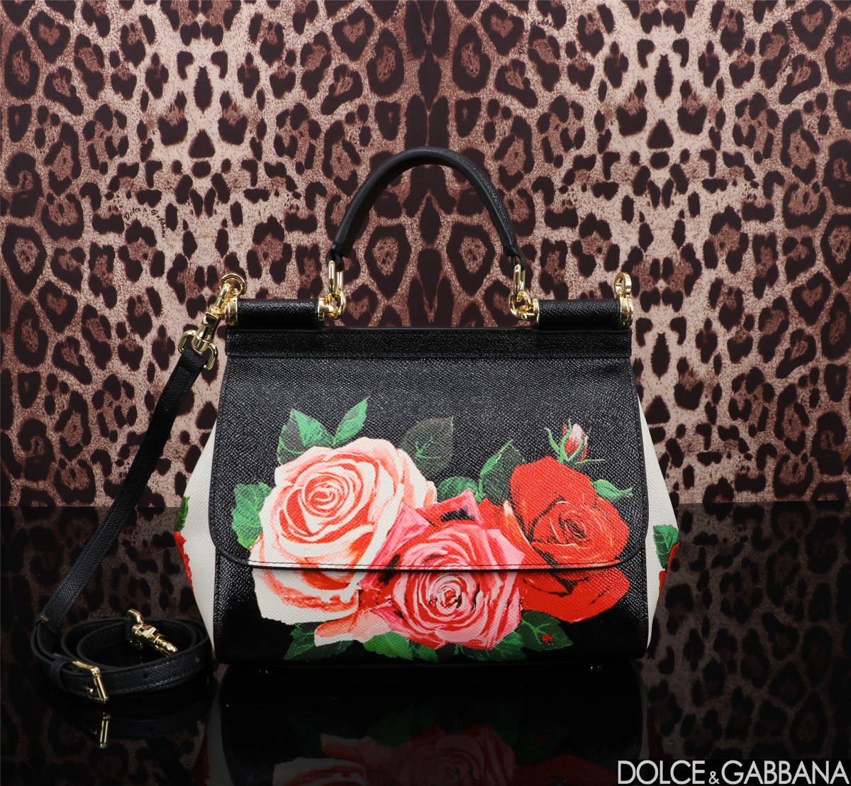 [TOP] Dolce & Gabbana D&G Printed Sicily Bag 25x12x20cm - Black
