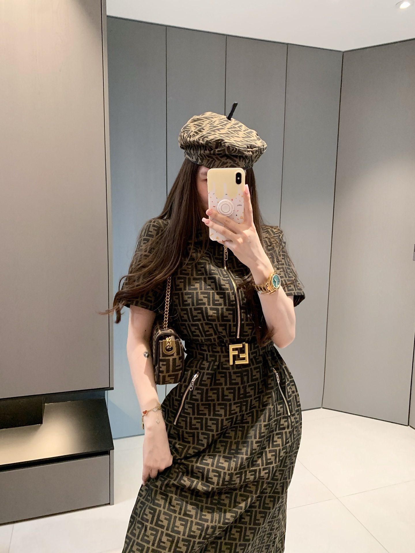 [TOP] FENDI FF Dress - Brown