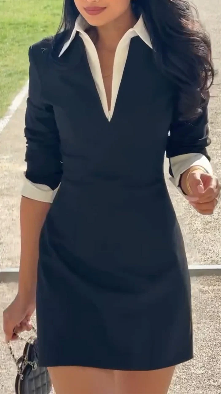 Ladies' Lapel Temperament Commuting Dress
