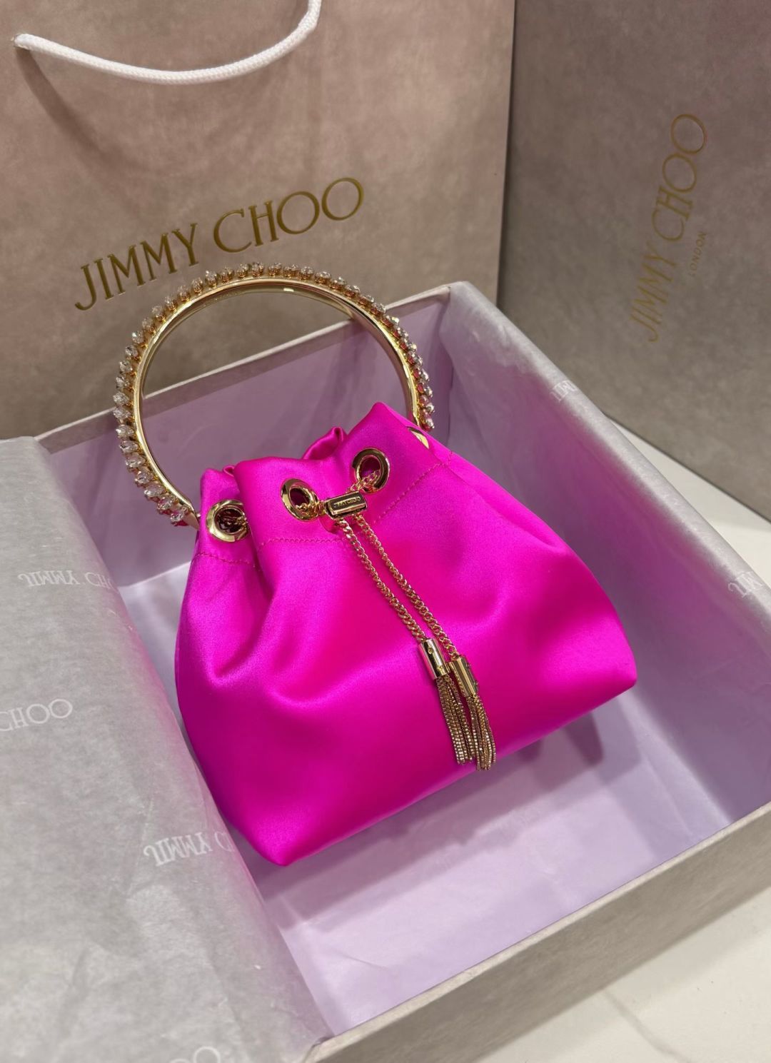 [TOP] JIMMY CHOO Bon Bon Bag 16*15*9.5CM - Rose Pink - 711 Luxury