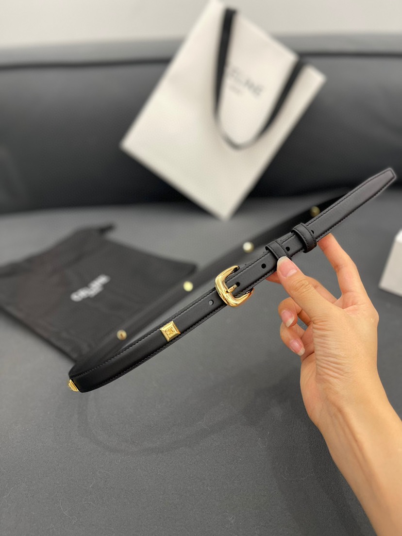 [TOP] CELINE Belt Calfskin 1.8cm - Black - 711 Luxury