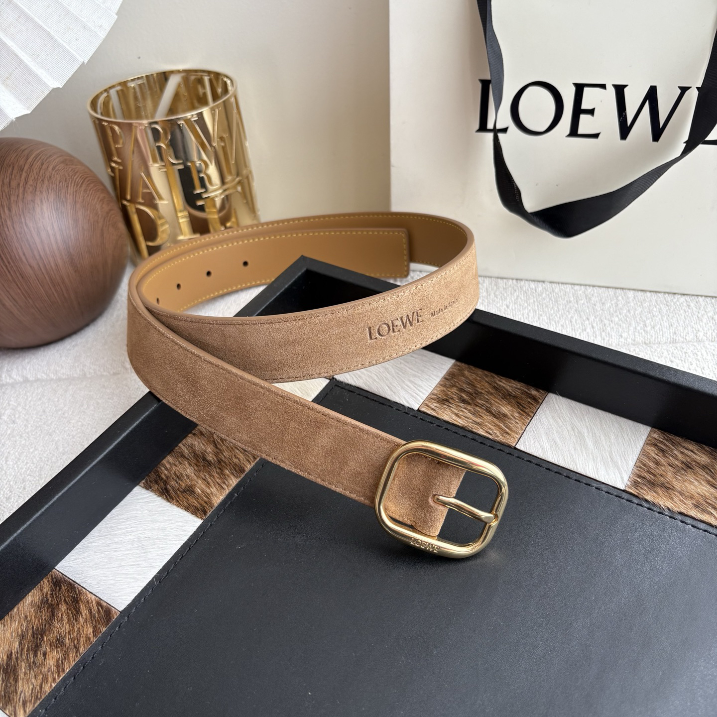 [TOP] LOEWE Leather Belt 3.2cm - Brown - 711 Luxury
