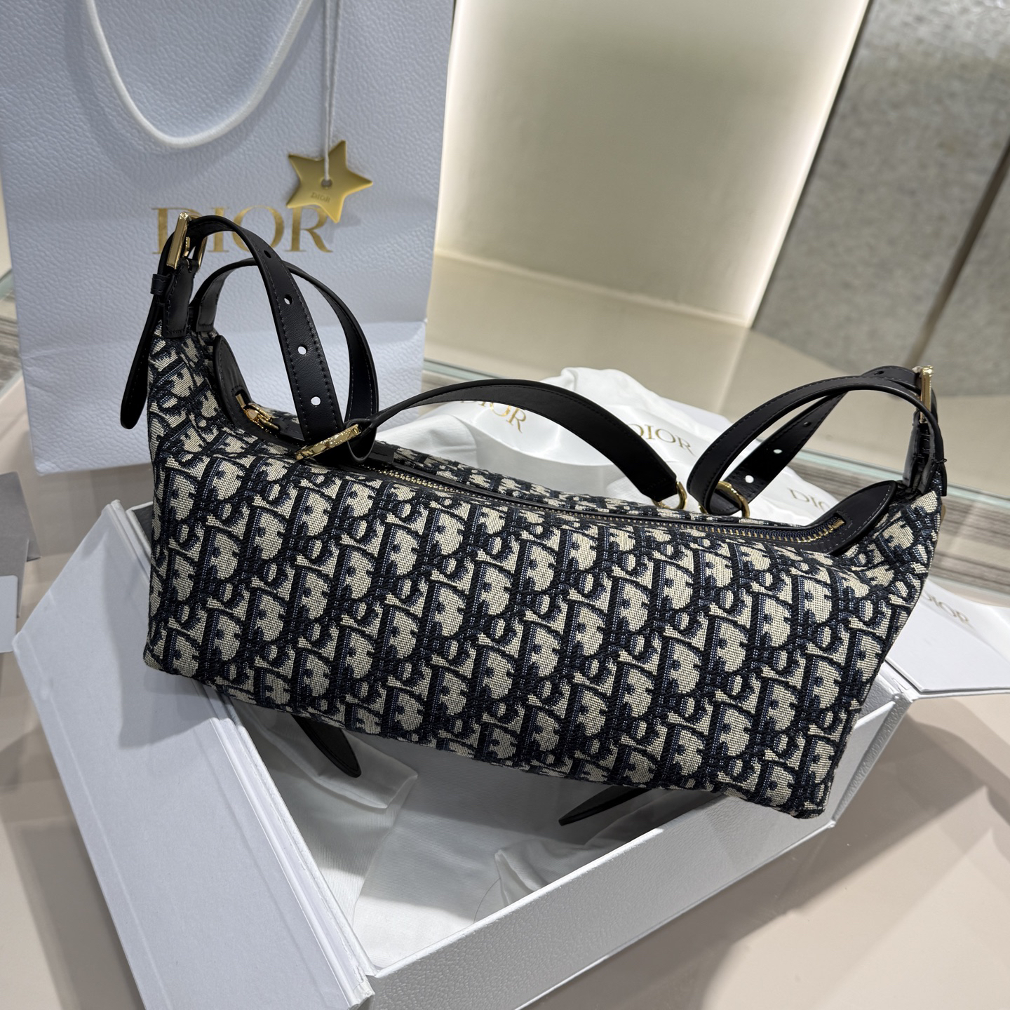 [TOP] Christian Dior D-Journey Bag 33x16x15cm - Navy Blue - 711 Luxury