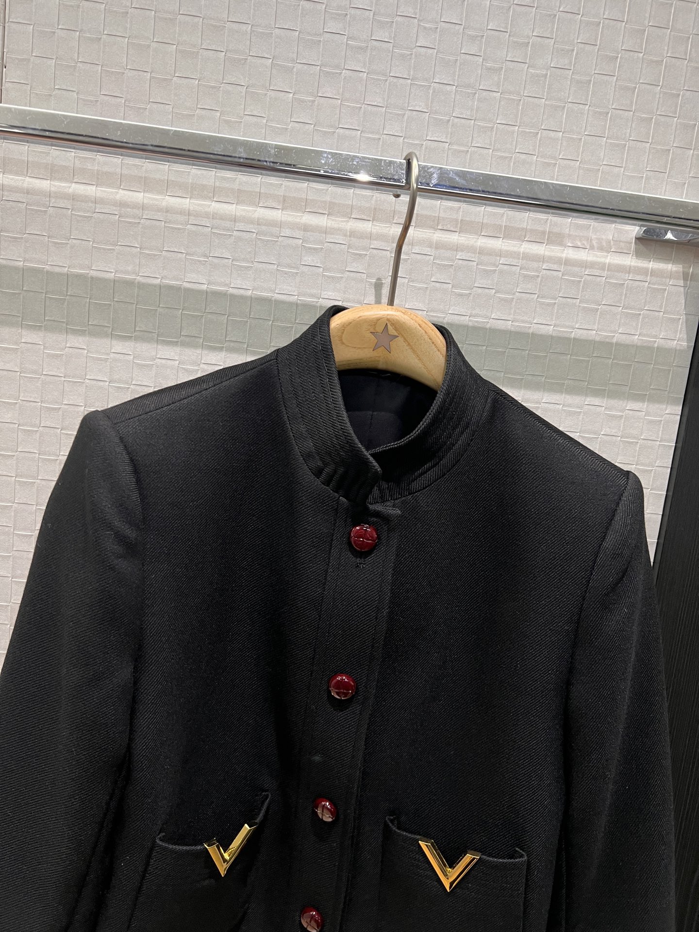 [TOP] VALENTINO  Stand-up Collar Short Jacket - Black