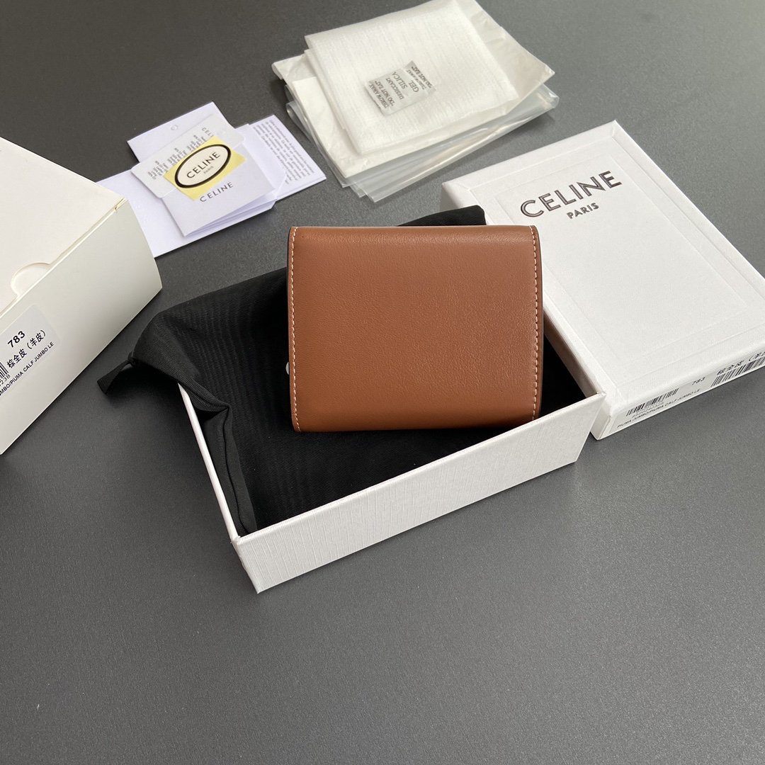 [TOP] CELINE Triomphe Logo Wallet 10.5-9-3cm - Brown - 711 Luxury