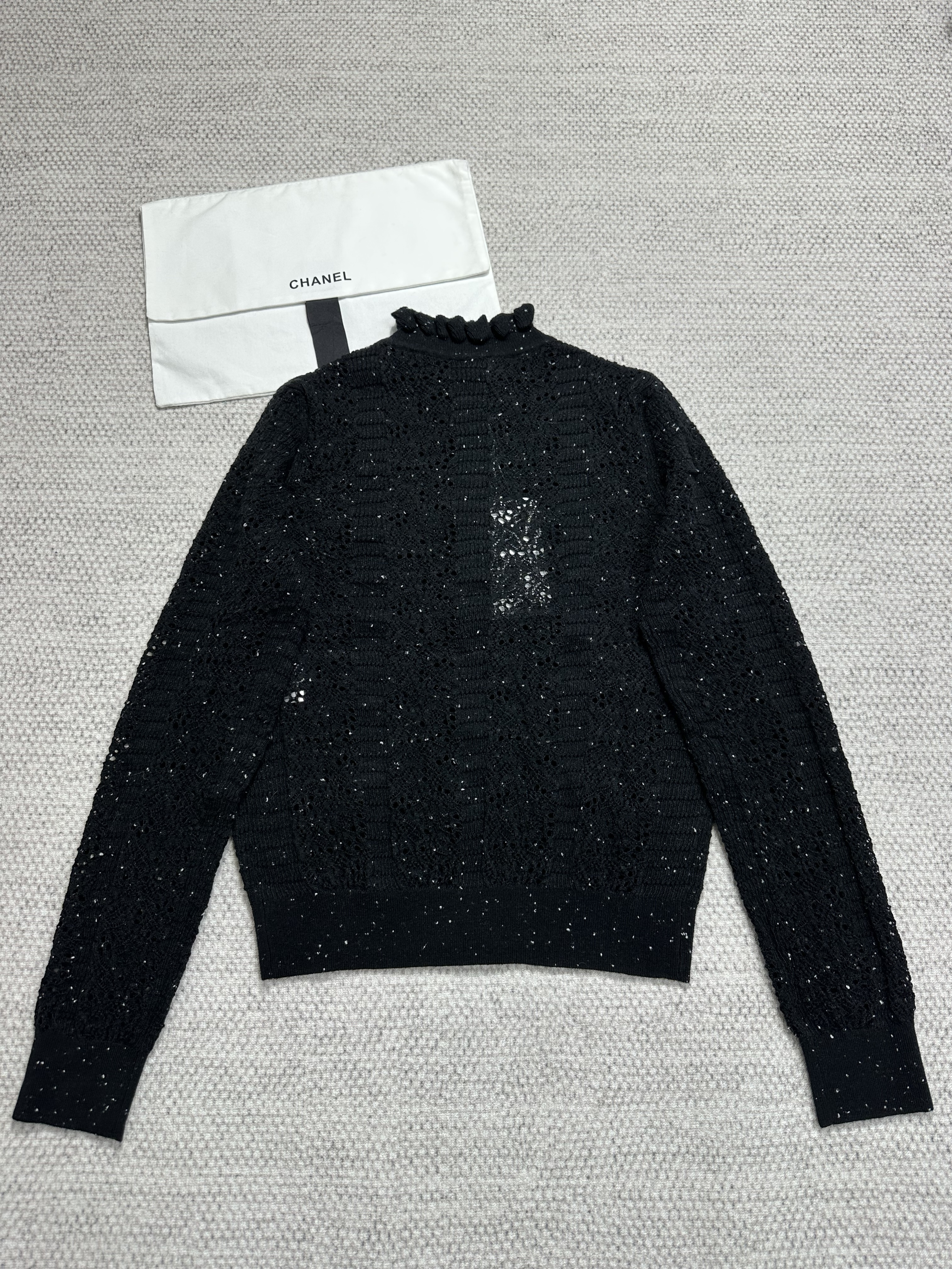 Chanel Hollow Lace Collar Cardigan detail